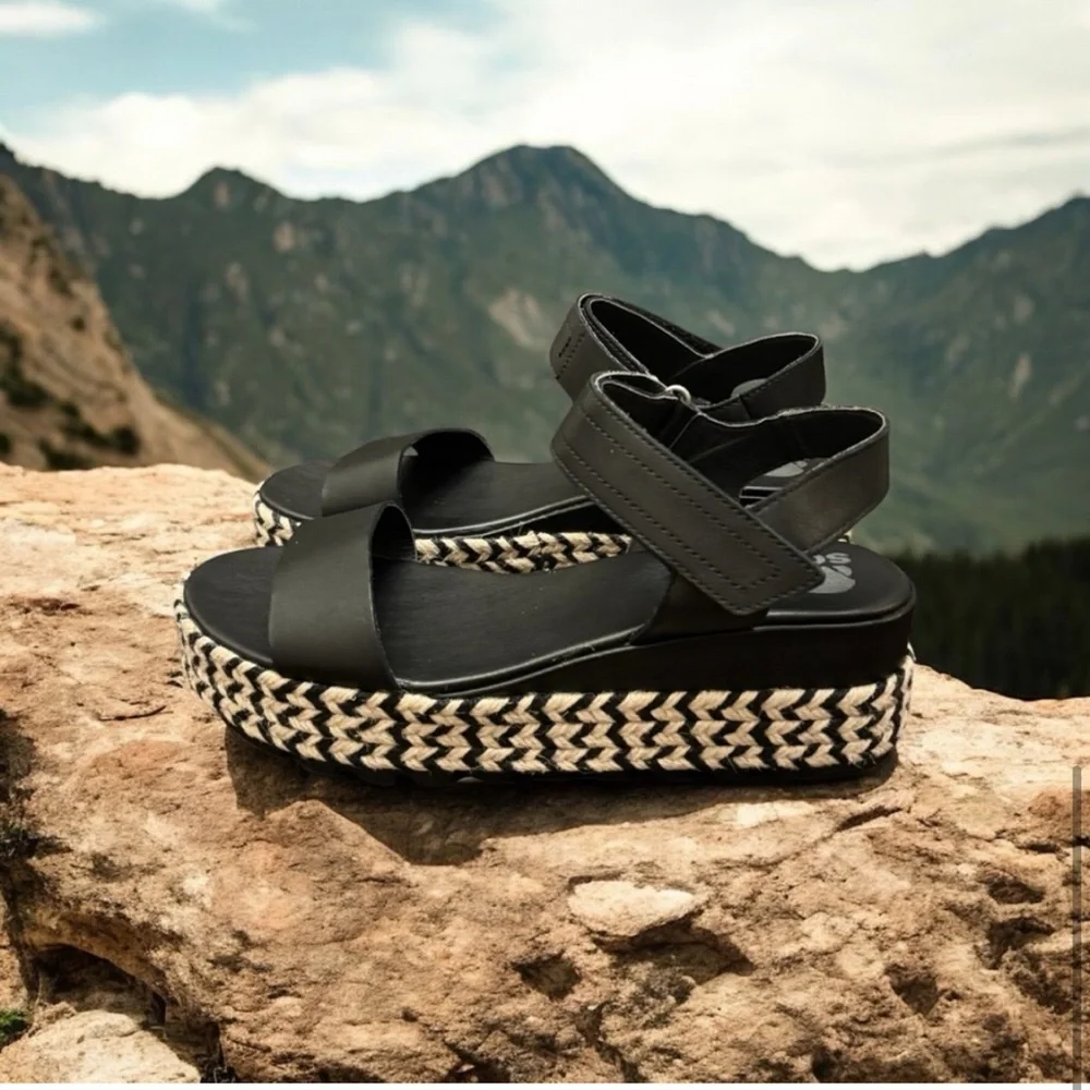 Sorel Cameron Platform Sandals Size 9.5 Black - Picture 2 of 14